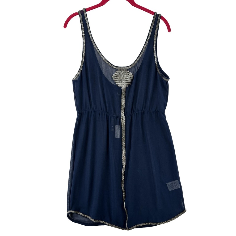 ARYNK Sequin Frock Dress‎ Womens Small Navy Blue Gray Silver Embellished Beaded